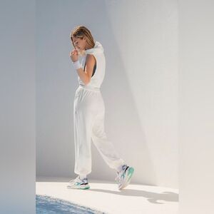 NWT Free People Off The Block PANT HOODIE Set WHITE